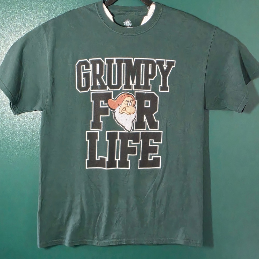 Disney Parks Grumpy For Life T-Shirt Mens Large Green Snow White Graphic Tee